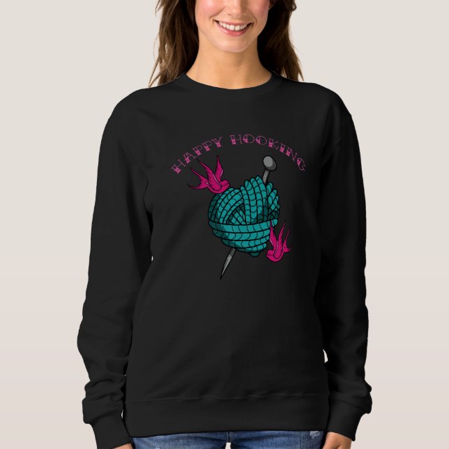Knitting Yarn Hand Sticka Handicraft Knitters Lyck T Shirt (Framsida)