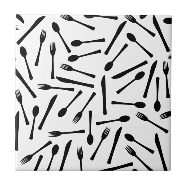 Knivar-gaffel och spade-bakgrund kakelplatta (Framsidan)