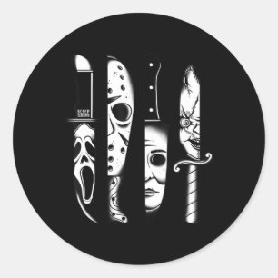 Knivar Horror Movie Fredag Halloween Horror Goth E Runt Klistermärke