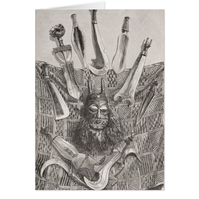 Knivar maskerar och mattt från övreKongofloden Hälsningskort (Framsidan)