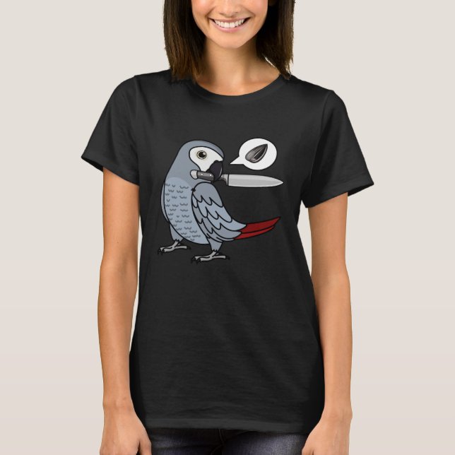 Knivar Parrot Wants Seeds I African Grått T Shirt (Framsida)