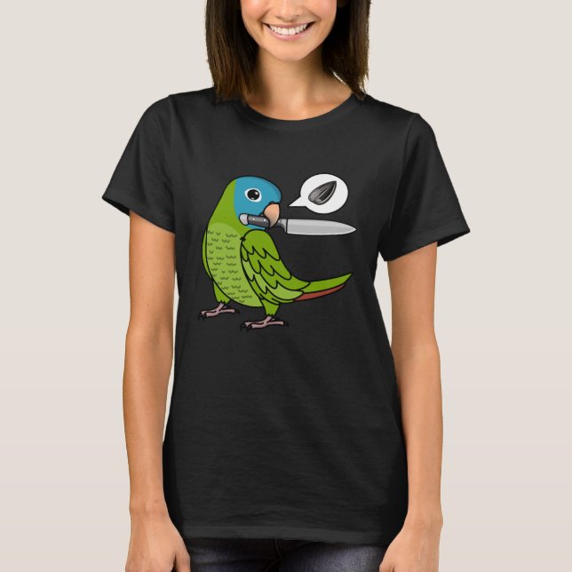 Knivar Parrot Wants Seeds I Blue krackade Conure T Shirt (Framsida)