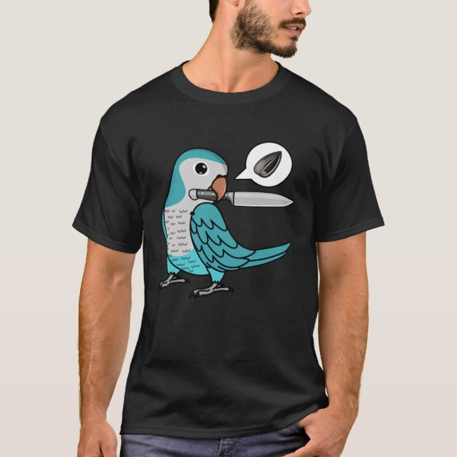 Knivar Parrot Wants Seeds I Blue Munk Parakeet Qua T Shirt (Framsida)