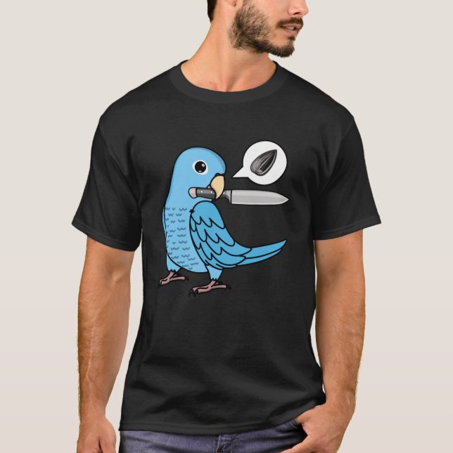 Knivar Parrot Wants Seeds I Blue Parrotlet T Shirt (Framsida)
