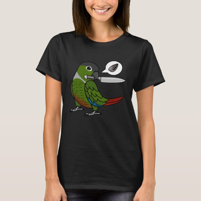 Knivar Parrot Wants Seeds I Grönt Cheek Conure T Shirt (Framsida)