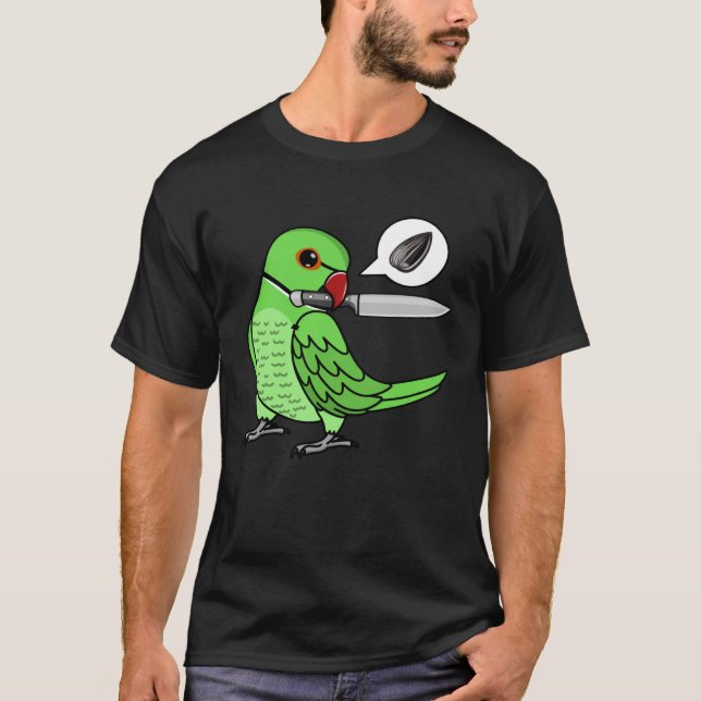 Knivar Parrot Wants Seeds I Grönt Indian Ringnacke T Shirt (Framsida)