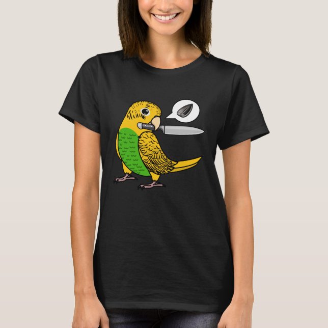 Knivar Parrot Wants Seeds I Gult Budgie Budgeriga T Shirt (Framsida)