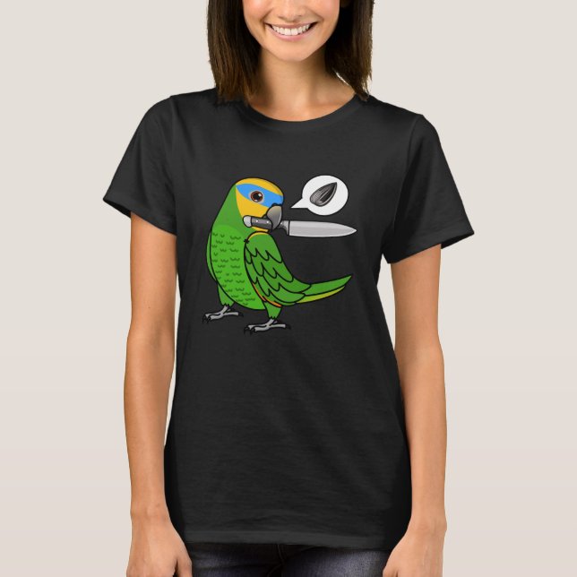 Knivar Parrot Wants Seeds I Orange som vingade Ama T Shirt (Framsida)
