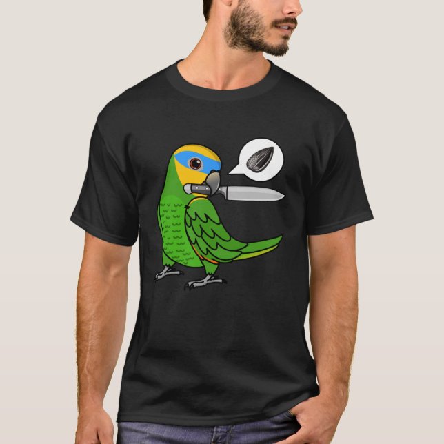 Knivar Parrot Wants Seeds I Orange som vingade Ama T Shirt (Framsida)
