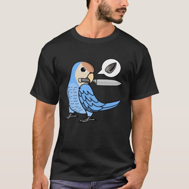 Knivar Parrot Wants Seeds I Peach face Blue Lovebi T Shirt (Framsida)
