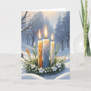 Knivhorn av imbolisk vinter Blommigt Ljusbåge Helgkort