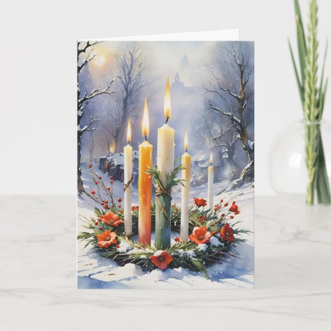 Knivhorn av imbolisk vinter Blommigt Ljusbåge Helgkort (Framsida)