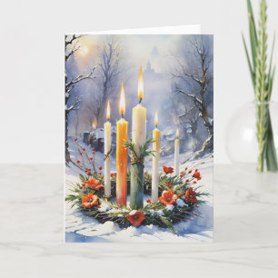 Knivhorn av imbolisk vinter Blommigt Ljusbåge Helgkort