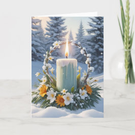 Knivhorn av imbolisk vinter Blommigt Ljusbåge Helgkort