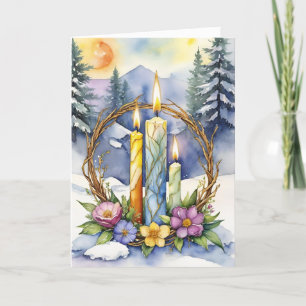 Knivhorn av imbolisk vinter Blommigt Ljusbåge Helgkort
