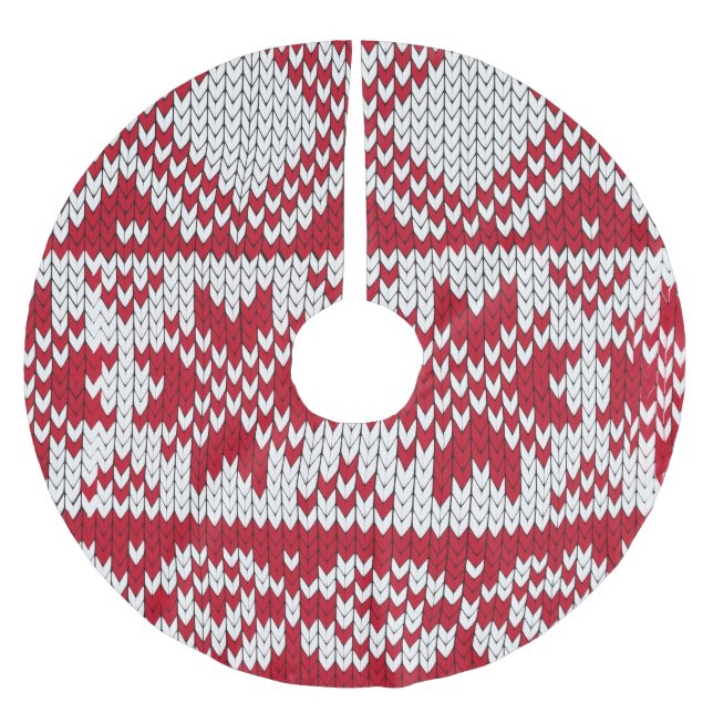 Knkunnig Julafton Mönster i Red & White Julgransmatta Borstad Polyester (Framsidan)