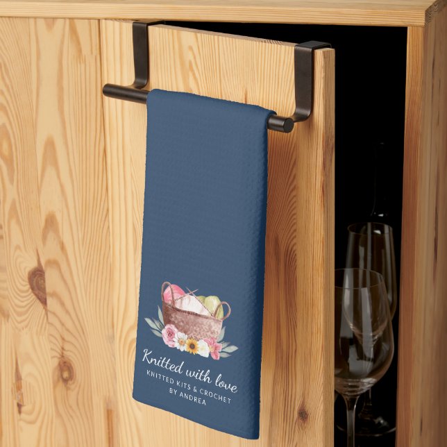 Knkunnig med kärlek Crochet Yarn Basket Business Kökshandduk (Thirds Fold)