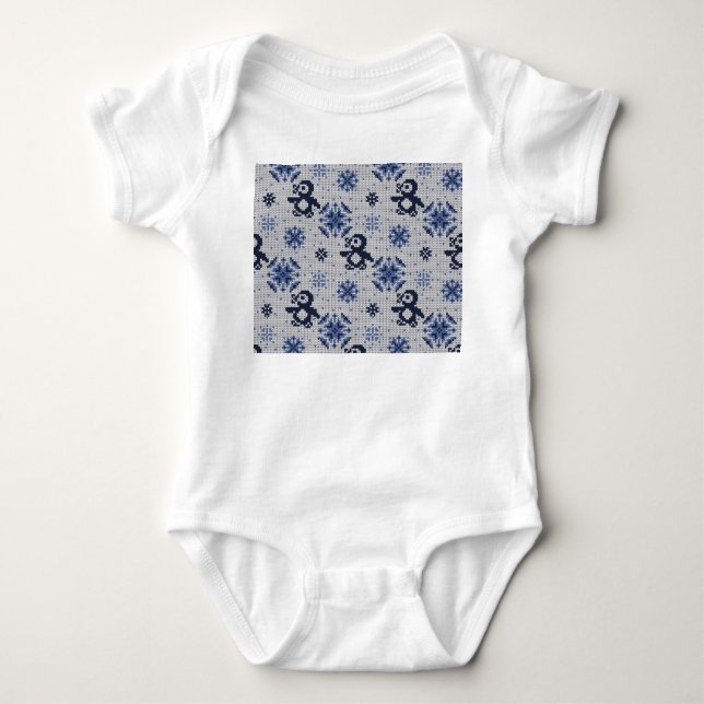 Knkunnig Winter Penguins Decorative Mönster T Shirt (Framsida)