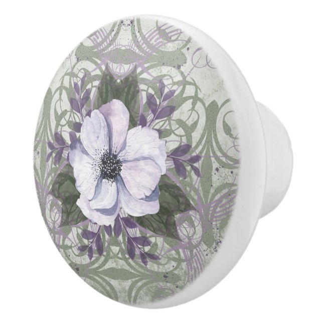 Knob pull in Sage and Lavender Blommigt Design Knopp (Höger)