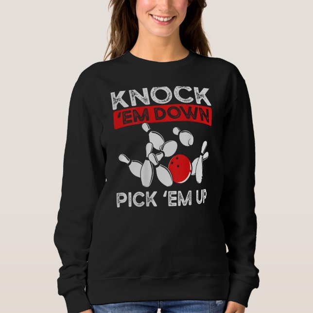 Knock Em Down Pick Em Up Backprint Bowling T Shirt (Framsida)