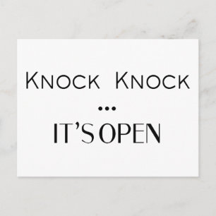 Knock Knock Det är öppet Vykort