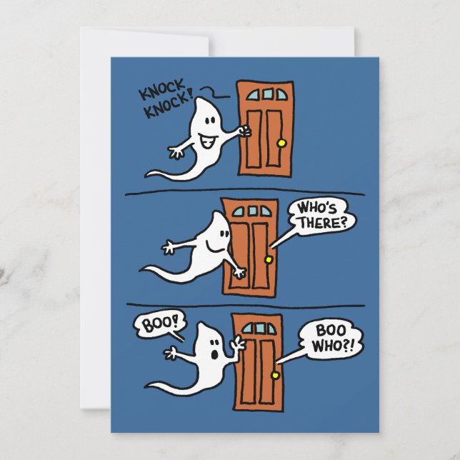 Knock Knock Ghost Halloween Joke Kid Party Inbjuda Inbjudningar (Framsida)