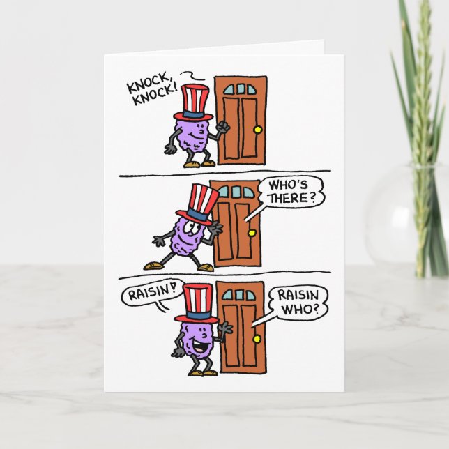 Knock Knock Raisin Flagga Veterans Day Kort (Framsida)