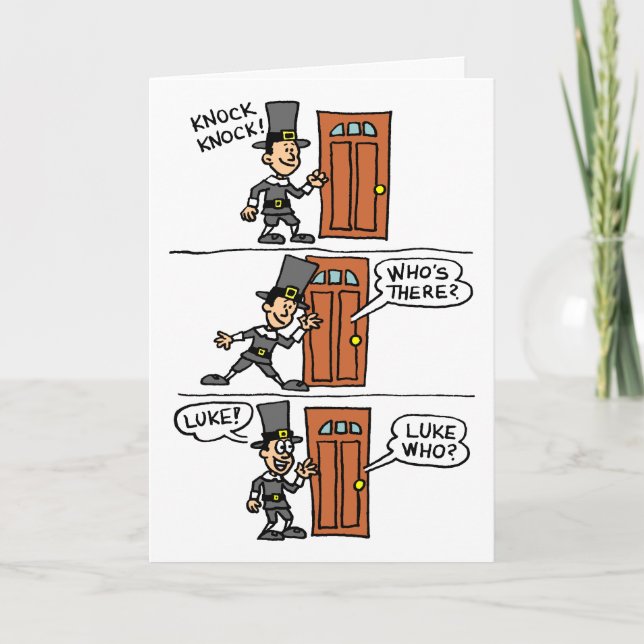 Knock Tecknad Luke Pilgrim Thanksgiving Card Kort (Framsida)