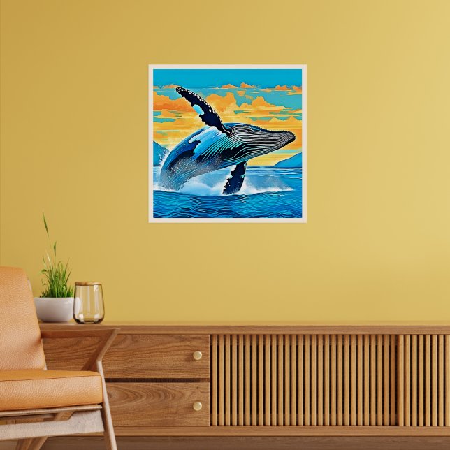 Knölval Hav Frihet Hoppa Design Poster (Vardagsrum 2)