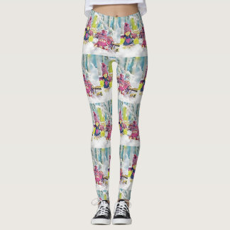 Knomer i snö-färgmålning leggings