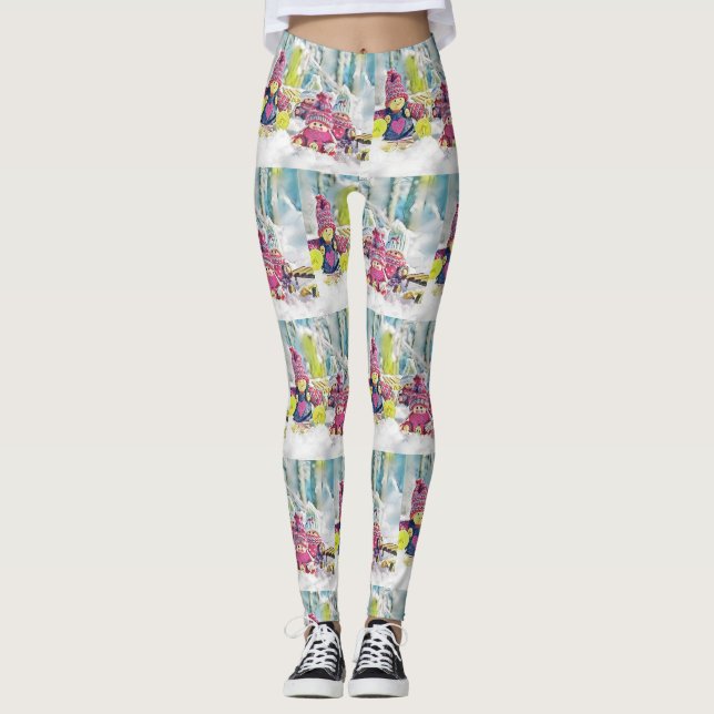 Knomer i snö-färgmålning leggings (Framsida)