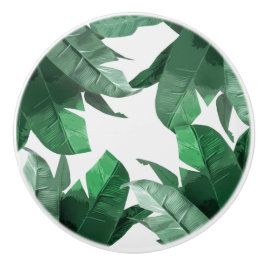 Knopp för dörr för tropiskt bananlövtryck keramisk