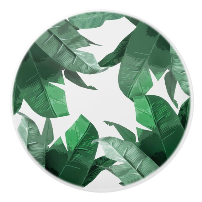 Knopp för dörr för tropiskt bananlövtryck keramisk (Framsidan)