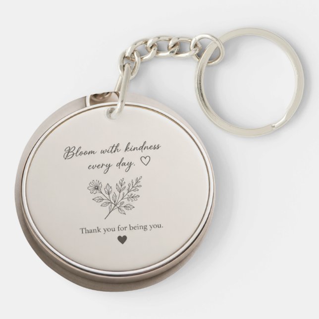 Knopp med vänlighet Blommig Nyckelring (Baksidan)