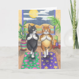 Knopp & Tony Notecard för Yogakattfödelsedag Kort