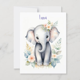 Knoppande Baby Elefant Vykort
