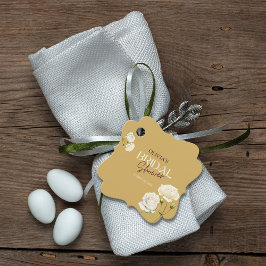 Knoppande kärlek med vit ros - bröllopsfest gåvor etiketter