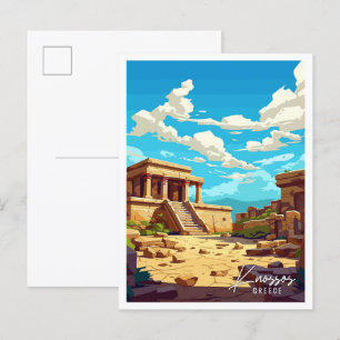 Knossos Greece Art Art vintage resor illustration Vykort