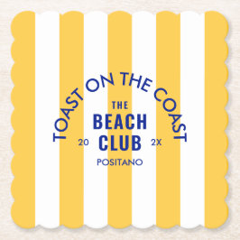 Knost vid Kusten vid Beach-Klubbens Gult Rand Underlägg Papper