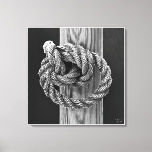 Knot A Rope Knot, bra art black and white Canvastryck
