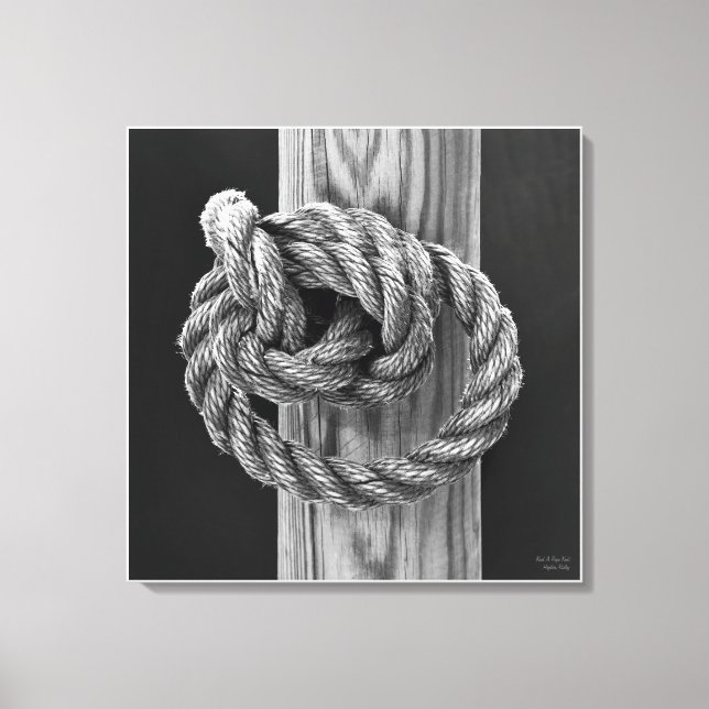 Knot A Rope Knot, bra art black and white Canvastryck (Framsida)