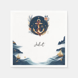 Knot Boat Frakt Navy Blue Nautical Möhippa Pappersservett