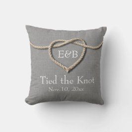 Knot Grått Burlap Bröllop Pillow Kudde