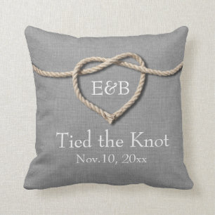 Knot Grått Burlap Bröllop Pillow Kudde