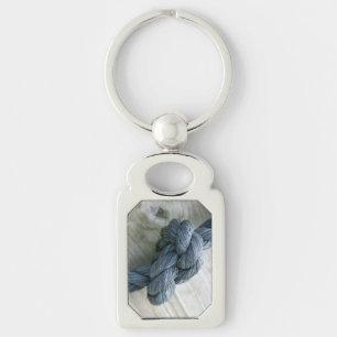 Knot Photo Rectangle Metall Keychain Rektangulärt Silverfärgad Nyckelring