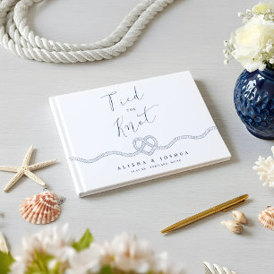 Knot Rope Heart Nautical Navy & White Gästböcker