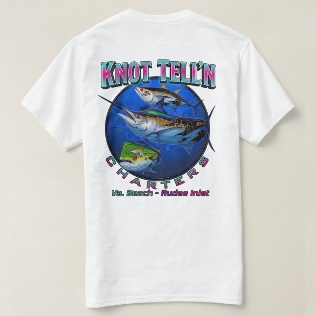 Knot Telln Charters Rip Art Logotyp T-Shirt (Design baksida)