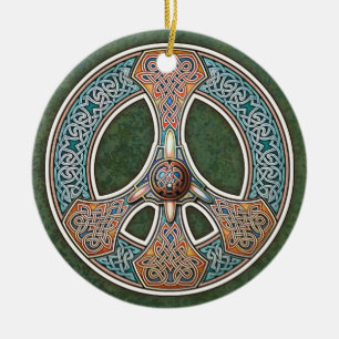 Knotwork fredsteckenhänge/prydnad julgransprydnad keramik
