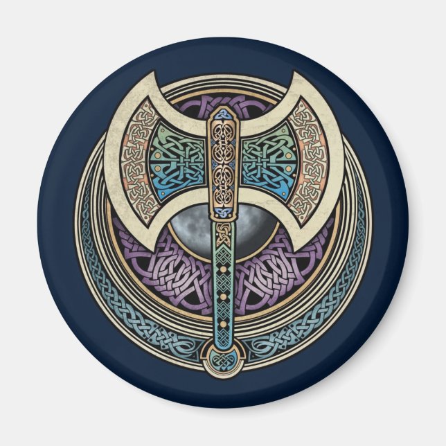 Knotwork Labrys Round Magnet (Framsidan)