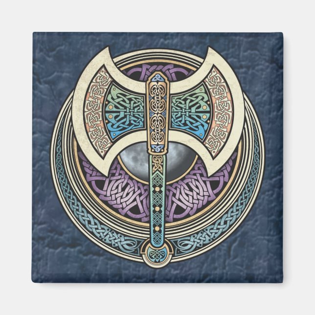 Knotwork Labrys Square Magnet (Framsidan)